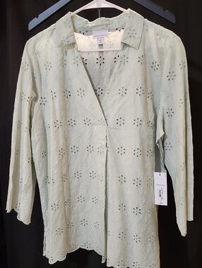 Liz Claiborne Eyelet Blouse – Seagreen – Women’s XL (NWT)